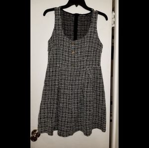 SHEIN Button Front Tweed Sleeveless Dress